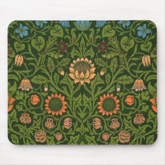 ウィリアム・モリス・バイオレットとオダマキ（植物）・アート・ラグ マウスパッド (正面)