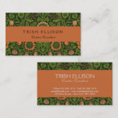 ウィリアム・モリス・バイオレットとオダマキ(植物)・アート・ラグ 名刺 (正面/裏面)