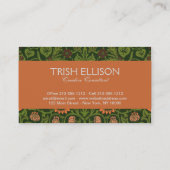 ウィリアム・モリス・バイオレットとオダマキ(植物)・アート・ラグ 名刺 (裏面)