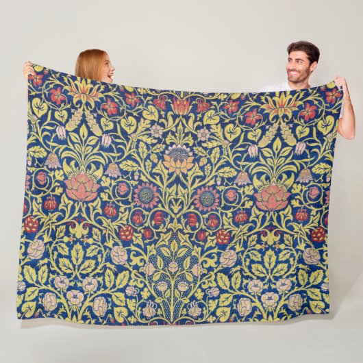 ウィリアム・モリス・バイオレットとオダマキ(植物) フリースブランケット (インサイチュ)