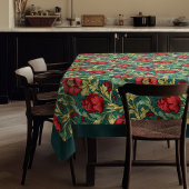 ウィリアム・モリス・パンペネル熱い赤いパステル青いセージ テーブルクロス