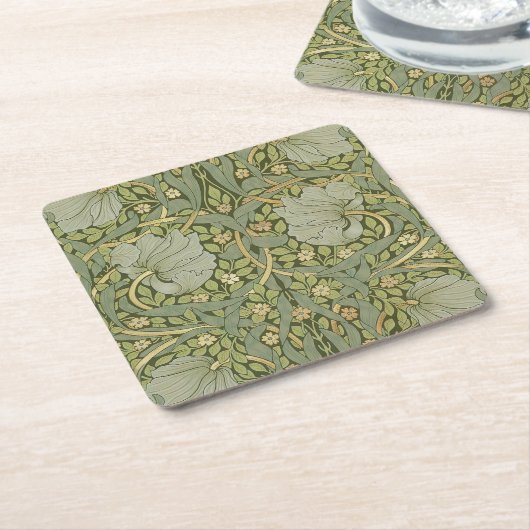 ウィリアム・モリス・パーペネルヴィンテージパターン スクエアペーパーコースター (アングル)