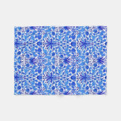 ウィリアム・モリス・ヒアシンス・プリント、コバルト・ブルー&ホワイト フリースブランケット (正面(横))