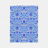 ウィリアム・モリス・ヒアシンス・プリント、コバルト・ブルー&ホワイト フリースブランケット (正面)