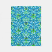 ウィリアム・モリス・ヒヤシンスプリントセルリアンブルー フリースブランケット (正面)