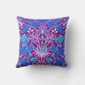 ウィリアム・モリス・ヒヤシンスプリント、アクア&パープル クッション (裏面)