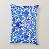 ウィリアム·モリス·ヒヤシンスプリント、コバルト·ブルー&ホワイト アクセントクッション (裏面(縦))