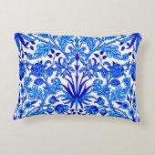 ウィリアム·モリス·ヒヤシンスプリント、コバルト·ブルー&ホワイト アクセントクッション (裏面)