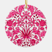 ウィリアム・モリス・ヒヤシンスプリント、ブルゴーニュ&ピンク セラミックオーナメント (正面)