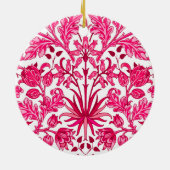 ウィリアム・モリス・ヒヤシンスプリント、ブルゴーニュ&ピンク セラミックオーナメント (裏面)