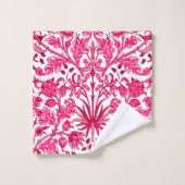 ウィリアム・モリス・ヒヤシンスプリント、ブルゴーニュ&ピンク バスタオルセット (ウォッシュタオル)