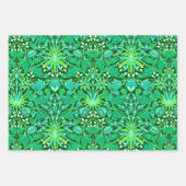 ウィリアム・モリス・ヒヤシンス、ターコイズ、プラム、グリーン  ラッピングペーパーシート (正面3)