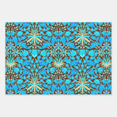 ウィリアム・モリス・ヒヤシンス、ターコイズ、プラム、グリーン  ラッピングペーパーシート (正面)