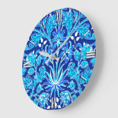 ウィリアム·モリス·ヒヤシンス·プリント、ネービー&コバルト·ブルー ラージ壁時計 (傾斜)