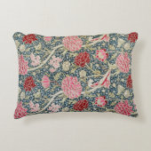ウィリアム・モリス・ピンクと赤い布の枕 アクセントクッション (正面)