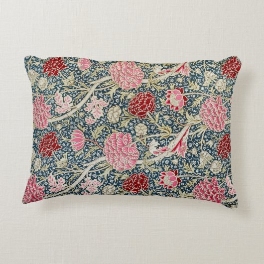 ウィリアム・モリス・ピンクと赤い布の枕 アクセントクッション (裏面)