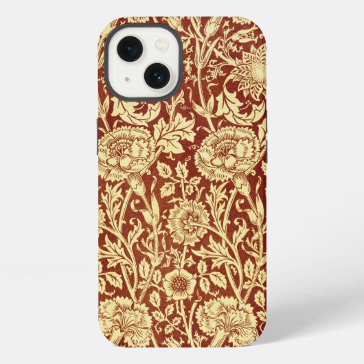 ウィリアム・モリス ピンクス 赤と白 iPhoneケース (裏面)