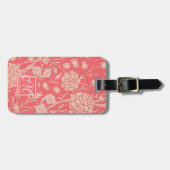 ウィリアム・モリス – ピンクワイルドチューリップ&モノグラム ラゲッジタグ (正面横)