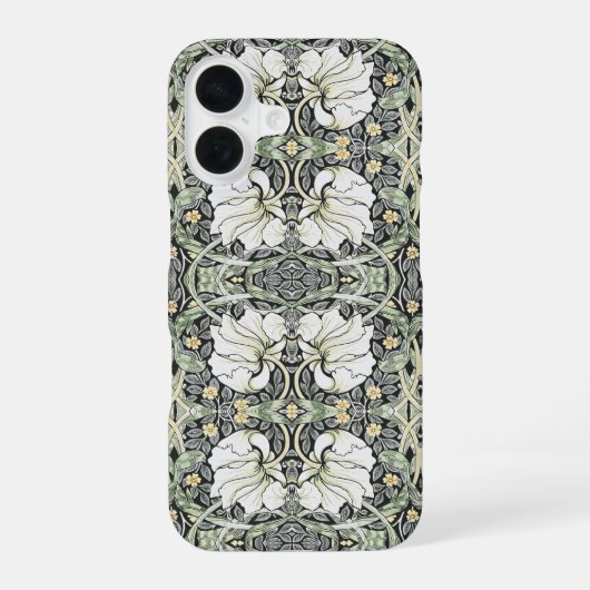 ウィリアム・モリス ピンパーネル 華やかな花柄 iPhone 16ケース (裏面)