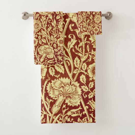 ウィリアム・モリス・ピン赤と白クス バスタオルセット (インサイチュ)