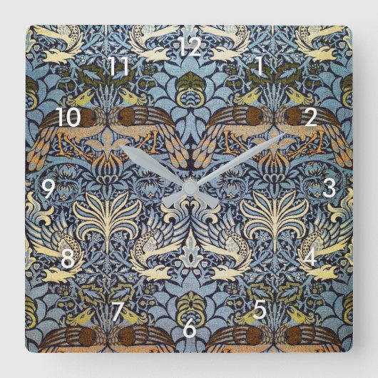 ウィリアム·モリス·ピーコック·アンド·ドラゴン スクエア壁時計 (正面)