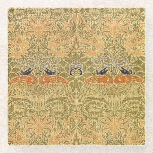 ウィリアム・モリス・ピーコック&ドラゴンアート&クラフツ ガラスコースター (正面)