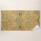 ウィリアム・モリス・ピーコック&ドラゴンアート&クラフツ ビーチタオル (正面)