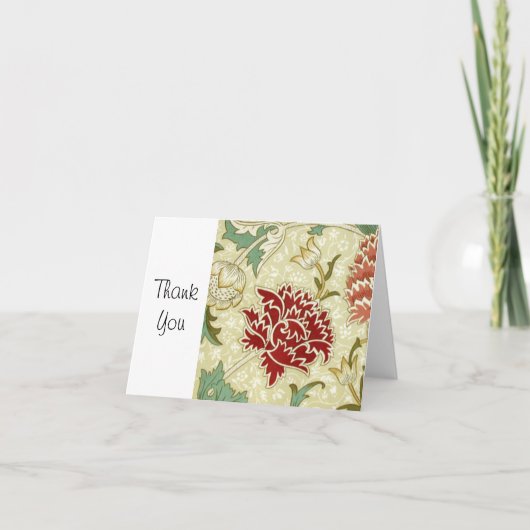 ウィリアム・モリス ファイン レッド フローラル 壁紙 サンキューカード (正面)