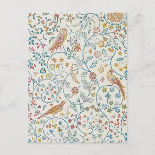 ウィリアム・モリス - フクロウと実の壁紙 ポストカード (正面)