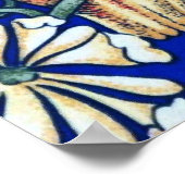 ウィリアム・モリス・フクロウ・タペストリー、ベージュ、コバルトブルー ポスター (角)