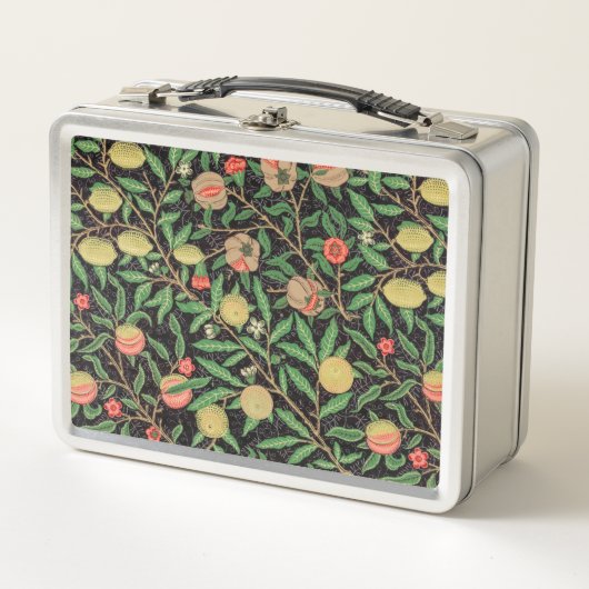 ウィリアム·モリス·フルーツ·ポメグラネートの花柄 メタルランチボックス (正面)