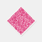 ウィリアム・モリス・フローラ・ダマスク、明るい赤紫色・アンド・ピンク スタンダードカクテルナプキン (角)