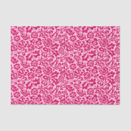 ウィリアム・モリス・フローラ・ダマスク、明るい赤紫色・アンド・ピンク 薄葉紙 (正面)