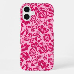 ウィリアム・モリス・フローラ・ダマスク、明るい赤紫色・アンド・ピンク iPhone 16 PLUSケース