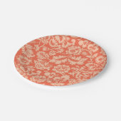 ウィリアム·モリス·フローラ·ダマスク、桃とサンゴ ペーパープレート (アングル)