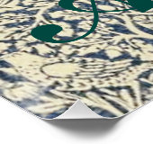 ウィリアム・モリス，ブルーグレー，パターン，アールヌーボー，ビン ポスター (コーナー)