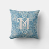 ウィリアム・モリス・ブルー・マリゴールド・モノグラム クッション (正面)