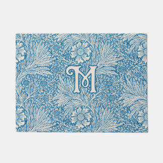 ウィリアム・モリス・ブルー・マリゴールド・モノグラム ドアマット