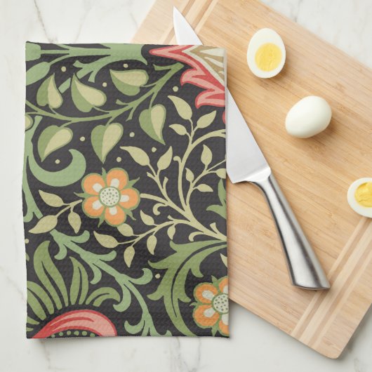 ウィリアム・モリス・ペルシアフローラアンティーク キッチンタオル (四つ折り)