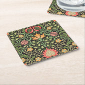 ウィリアム・モリス・ペルシアフローラアンティーク スクエアペーパーコースター (アングル)