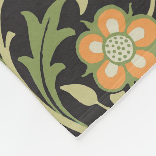 ウィリアム・モリス・ペルシアフローラアンティーク フリースブランケット (角)