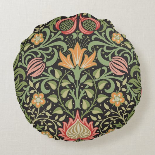 ウィリアム・モリス・ペルシアフローラアンティーク ラウンドクッション (裏面)