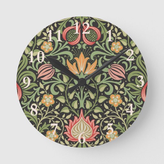 ウィリアム・モリス・ペルシアフローラアンティーク ラウンド壁時計 (正面)