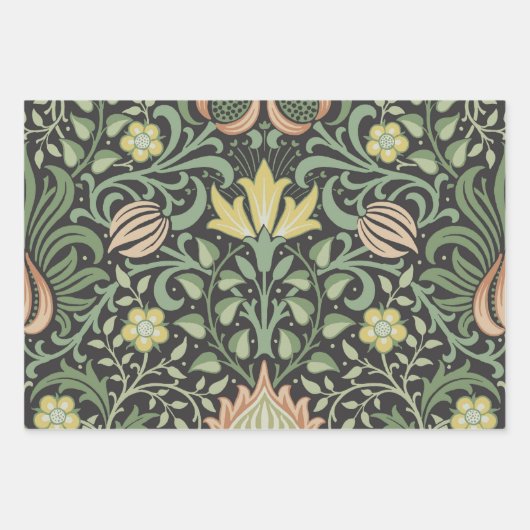 ウィリアム・モリス・ペルシアフローラアンティーク ラッピングペーパーシート (正面3)