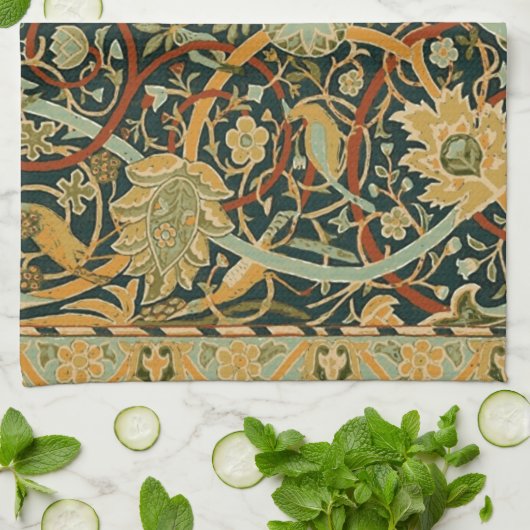 ウィリアム・モリス・ペルシャオリエンタル・カーペットアート キッチンタオル (折り畳み)