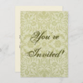 ウィリアム・モリス ボラージ ウェディング ソフトグリーン 招待状 (正面/裏面)