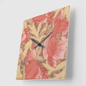 ウィリアム·モリス·ポピーズ·フローラアールヌーボー·パターン スクエア壁時計 (傾斜)