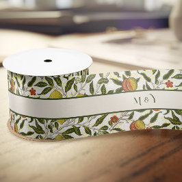 ウィリアム・モリス・ポメグラナートレモンの果実パターン サテンリボン