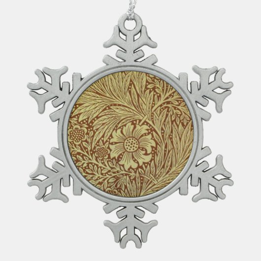 ウィリアム・モリス・マリゴールドアンティーク花柄 スノーフレークピューターオーナメント (正面)
