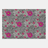 ウィリアム・モリス・マリゴールド、グリーン、ブラウン、グレー ラッピングペーパーシート (正面)